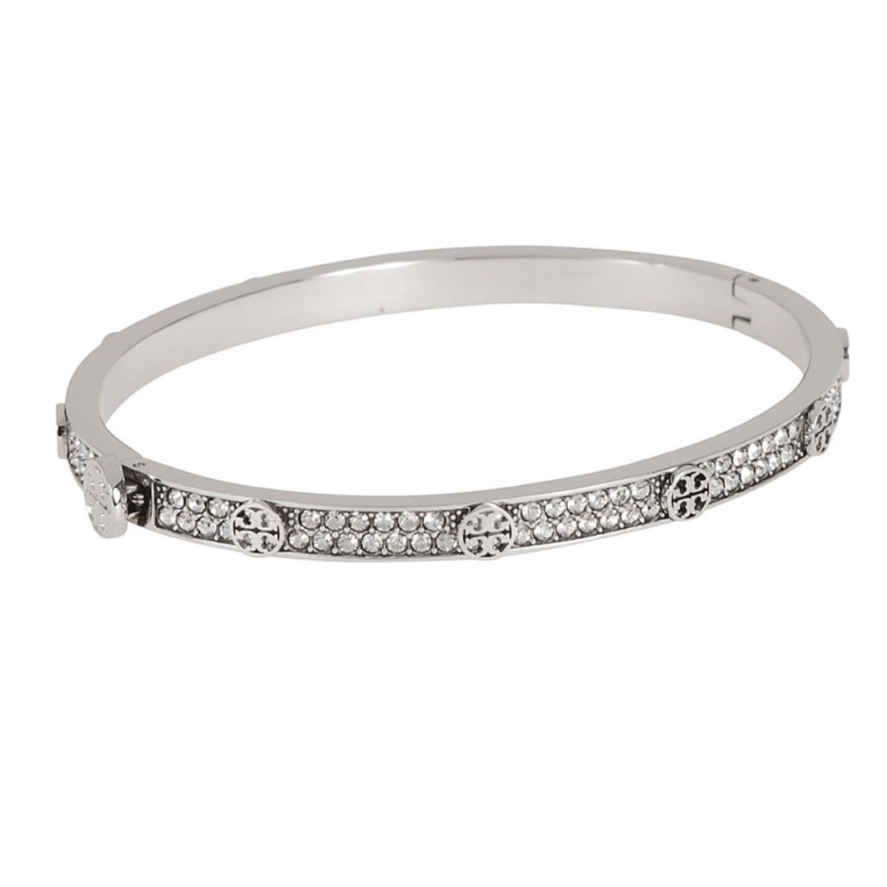 NWT Tory Burch Miller Stud Crystal Pave’ Bracelet in Silver - Picture 5 of 7